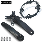 Bicycle crankset square taper single chainring 30T-42T black 152/165/170mm
