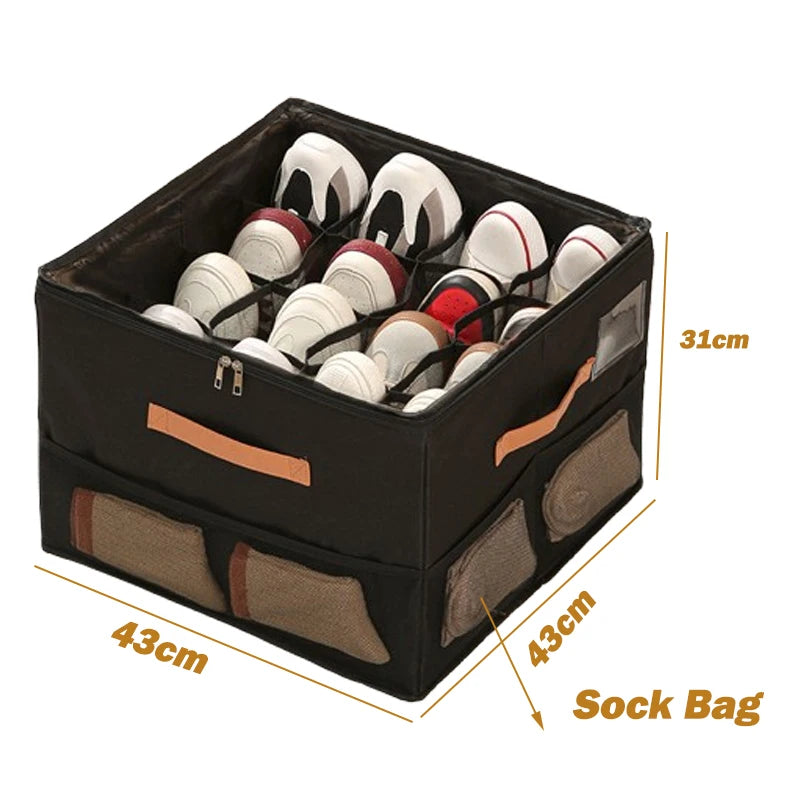 1pc Multiple Lattices Shoes Storage Box Foldable Separated Shoes Box Large Capacity With Handle Shoe Dispenser Shoes Organizer