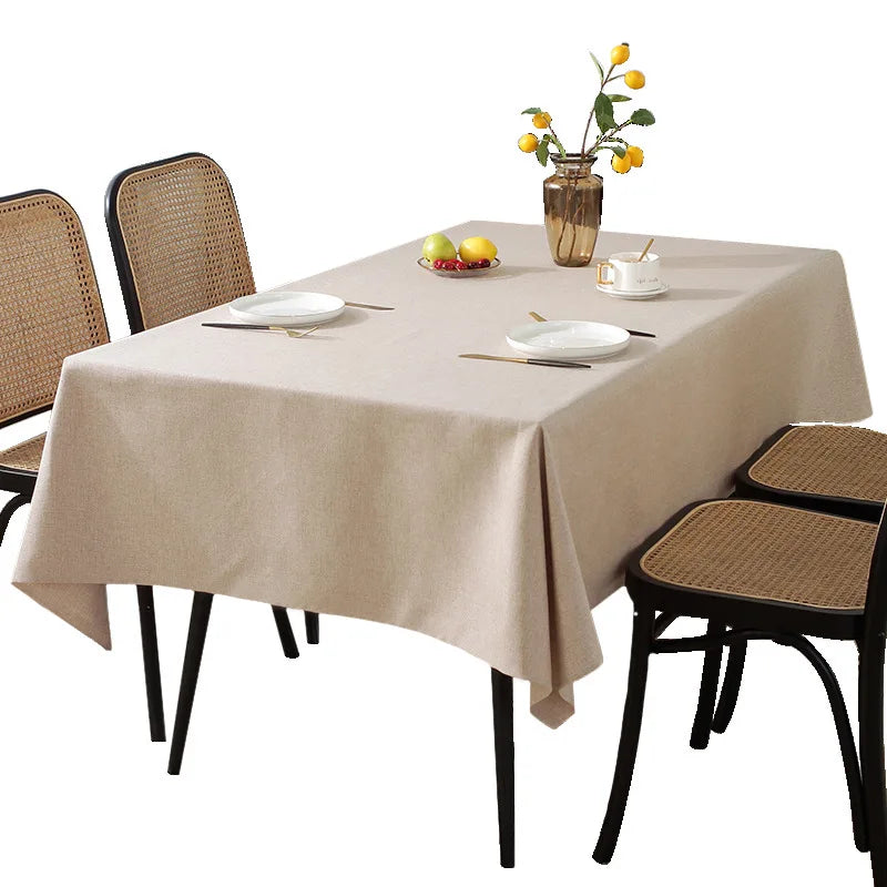 Rectangular Tablecloth Cotton And Linen Tablecloth Waterproof Oil-Proof Solid Color Cover Towel Home Dining Table Decoration
