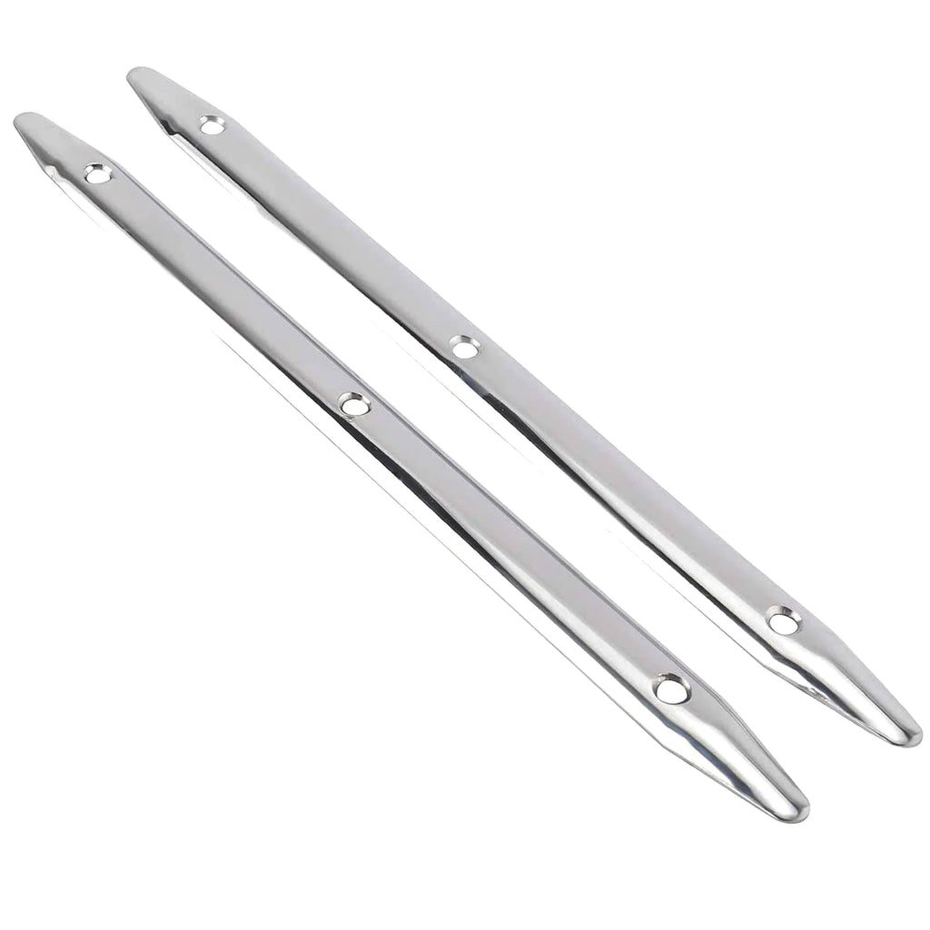 2PCS Boat 316 Stainless Steel 12" Flattened 3-hole Line Rub Strakes Edge Anti-collision Protection Fender Strip Marine Hardware