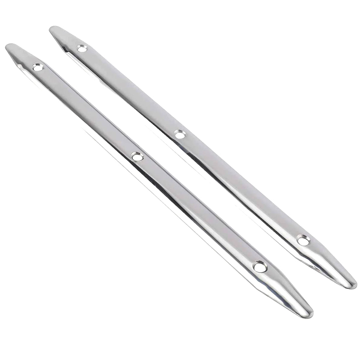 2PCS Boat 316 Stainless Steel 12" Flattened 3-hole Line Rub Strakes Edge Anti-collision Protection Fender Strip Marine Hardware