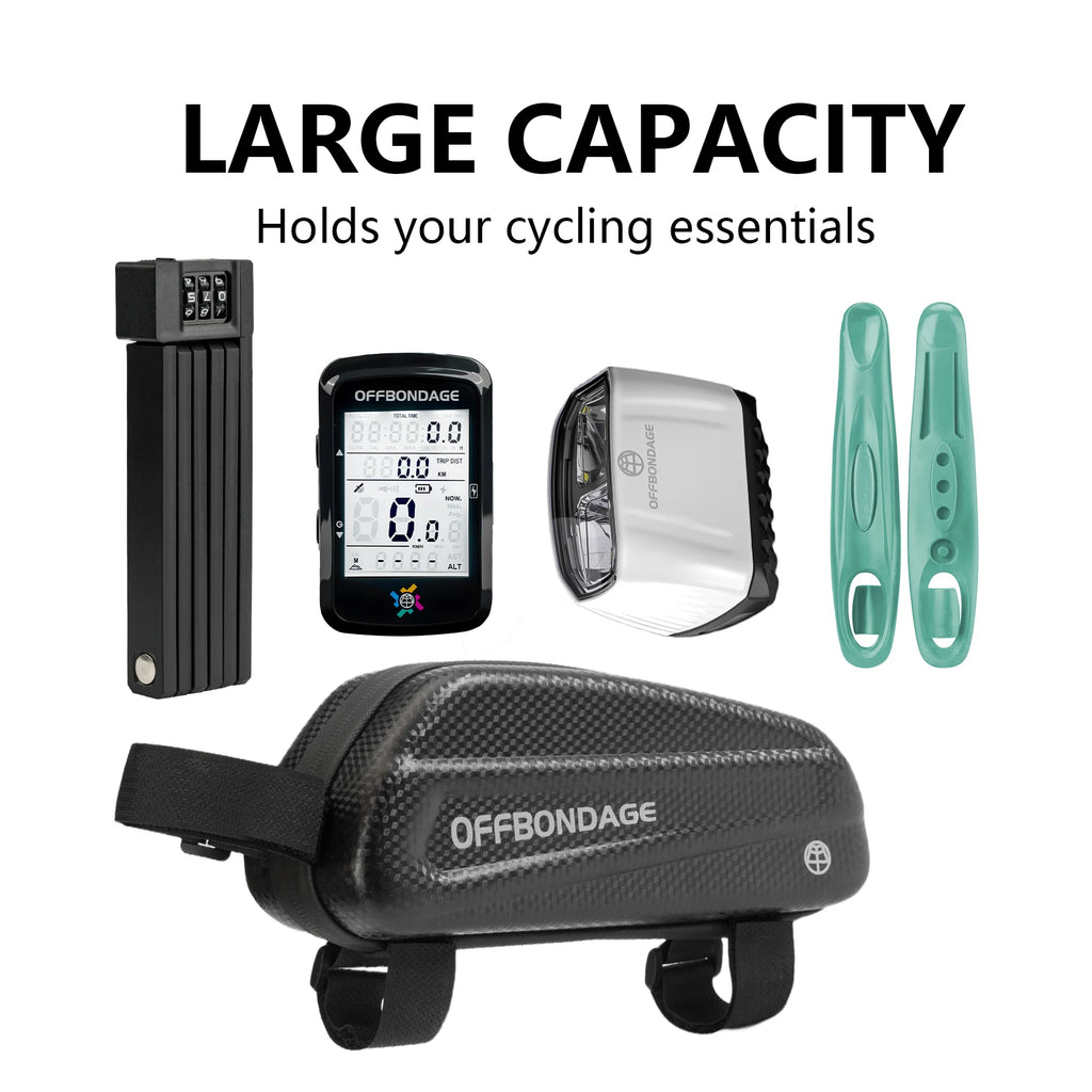 OFFBONDAGE Hard Shell Bike Front Bag 0.8L EVA Waterproof Bicycle Bag MTB Road Bike Top Tube Bag Cycling Storage Bike Accessories