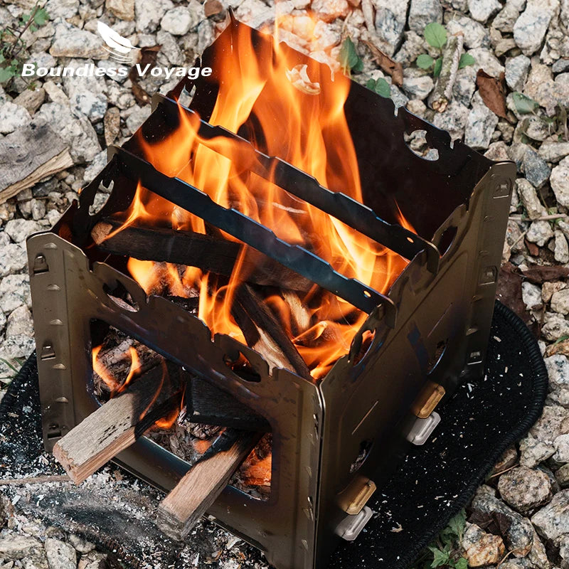Boundless Voyage Titanium Camping Stove Portable Wood Burning Stove Multi-Fuels Stove for Outdoor Backpacking Hiking BBQ