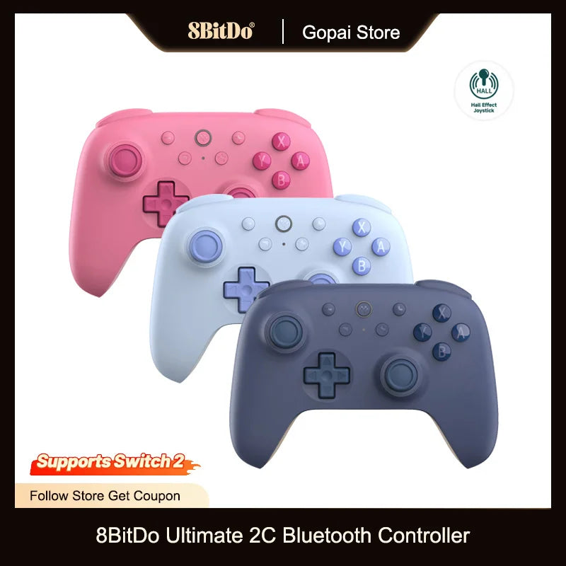 8BitDo New Ultimate 2C Bluetooth Controller With Hall Joystick for Nintendo Switch 2 Lite OLED Gamepad Accessories