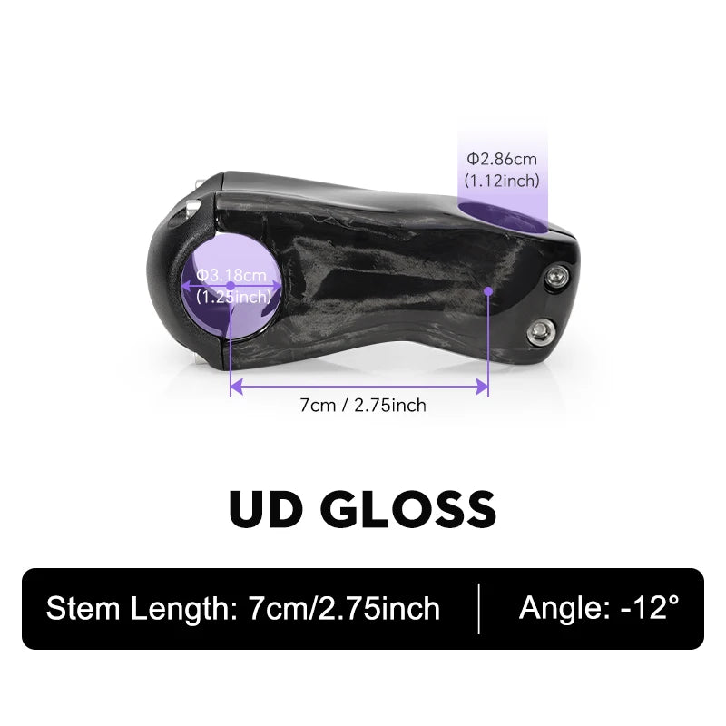 TOSEEK Carbon Stem12Degree Mountain Bike Stem 31.8mm Bicycle Handlebar Stems 70/80/90/100/110/120/130mm Black Gloss Bicycle Part