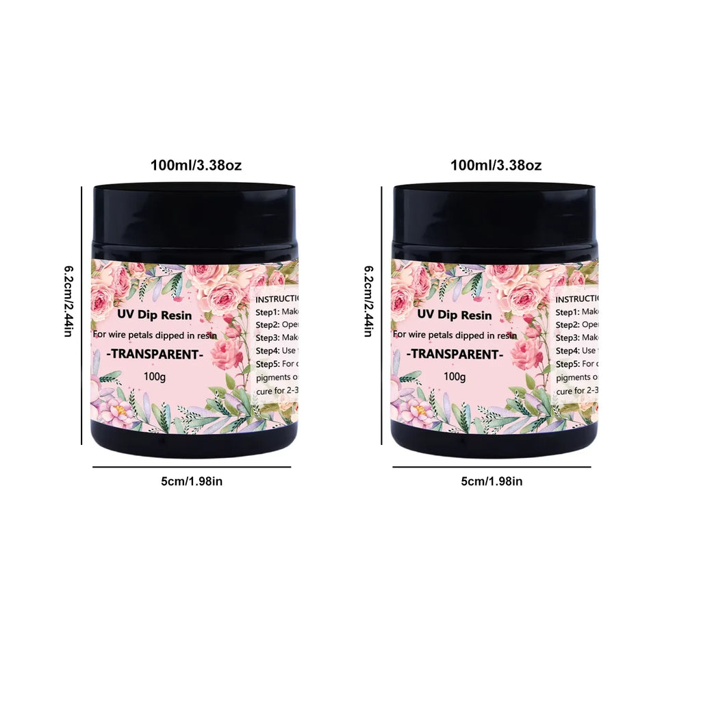 40/100ml UV DIP Resin Glue For Wire Flowers Transparent Liquid High Gloss Ultraviolet Curing Crystal UV Glue Jewelry Making