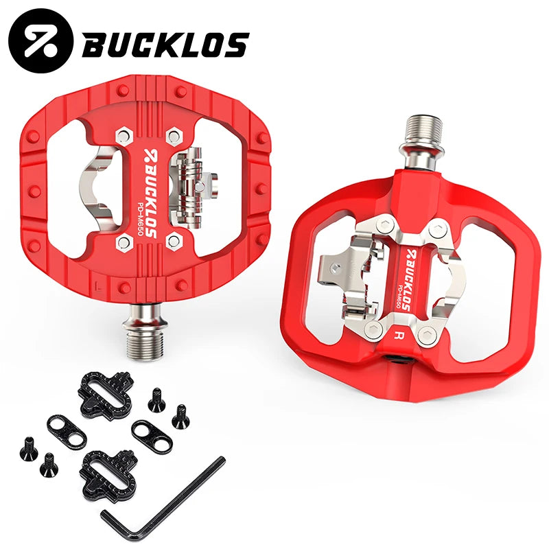 BUCKLOS Mountain Bicycle Pedals Sealed Bearing Dual Clipless Flat & Lock Pedal for Shimano SPD Nylon Bike Pedals Cycling Parts