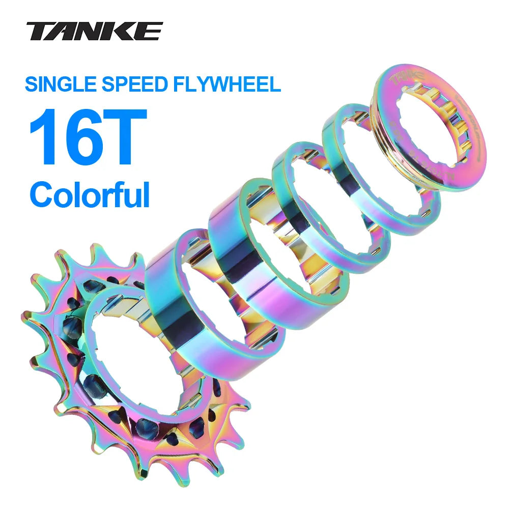 TANKE Single Speed Flywheel Conversion Kit HG Cassette Cog 7075 Aluminum 15T-18T