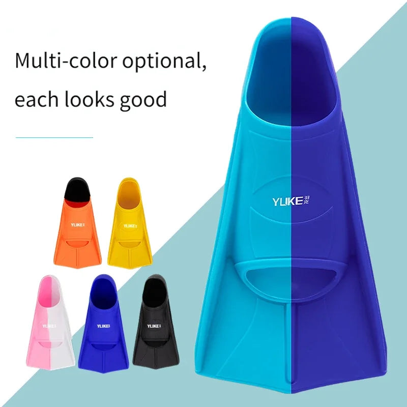 Swim Training Fins Silicone Professional Scuba Diving Fins Short Men Women Snorkel Swimming Fins Kids Flippers Equipment Set
