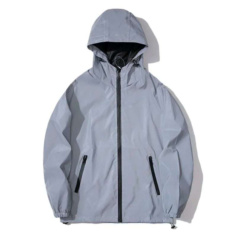 Men's Reflective Jacket Gray Polyester L-5XL Night Running Dance Outerwear
