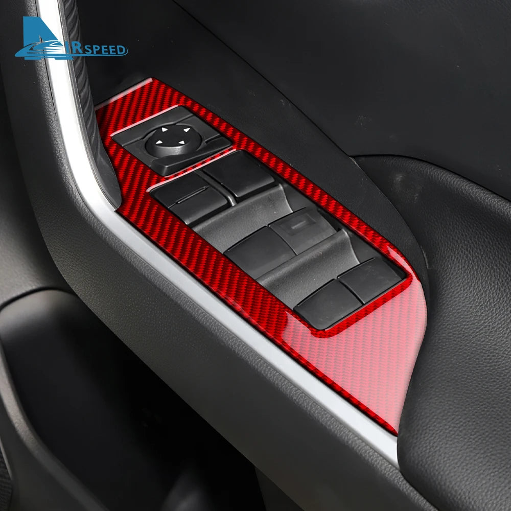 Real Soft Carbon Fiber Sticker For Toyota RAV4 XA50 2019 2020 2021 2022 2023 2024 2025 LHD RHD Car Window Lift Button Panel Trim