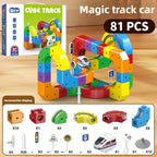 Children Magic Track Train Electric Assembled Building Blocks Magnetic Rail Car Maze Educational Toys for Kids Christmas Gifts