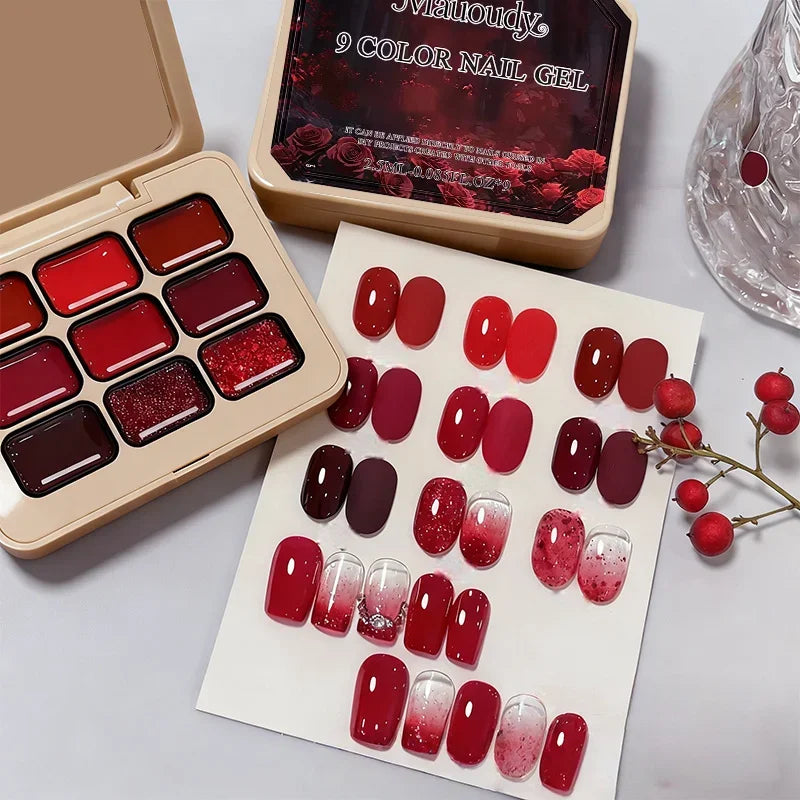 9-color solid gradient high-saturation blush nail polish, French manicure gel, suitable for nail technicians and beginners.