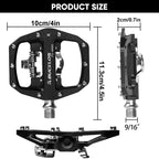 BUCKLOS MTB SPD Compatible Dual Platform Clipless Pedals, Black/Blue/Grey/Red Options