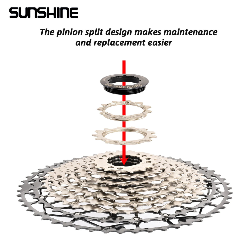 SUNSHINE MTB cassette freewheel HG sprocket carbon steel 10/11/12/13 speed 11T-40T to 11T-52T