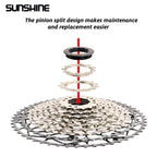 SUNSHINE MTB cassette freewheel HG sprocket carbon steel 10/11/12/13 speed 11T-40T to 11T-52T