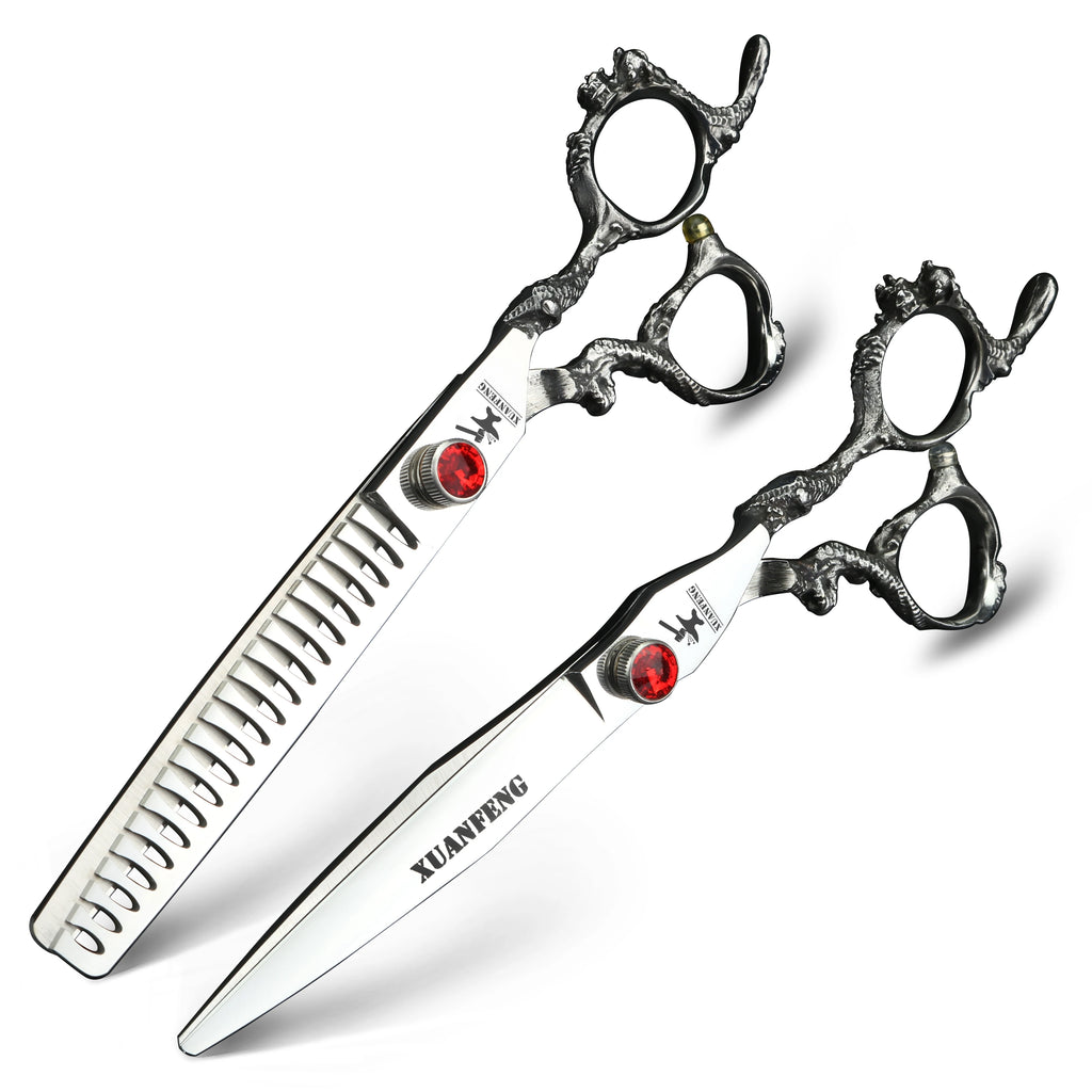 6 "7" Dragon Handle Japanese 440C Steel Barber Scissors Professional Cutting and Thinning Scissors