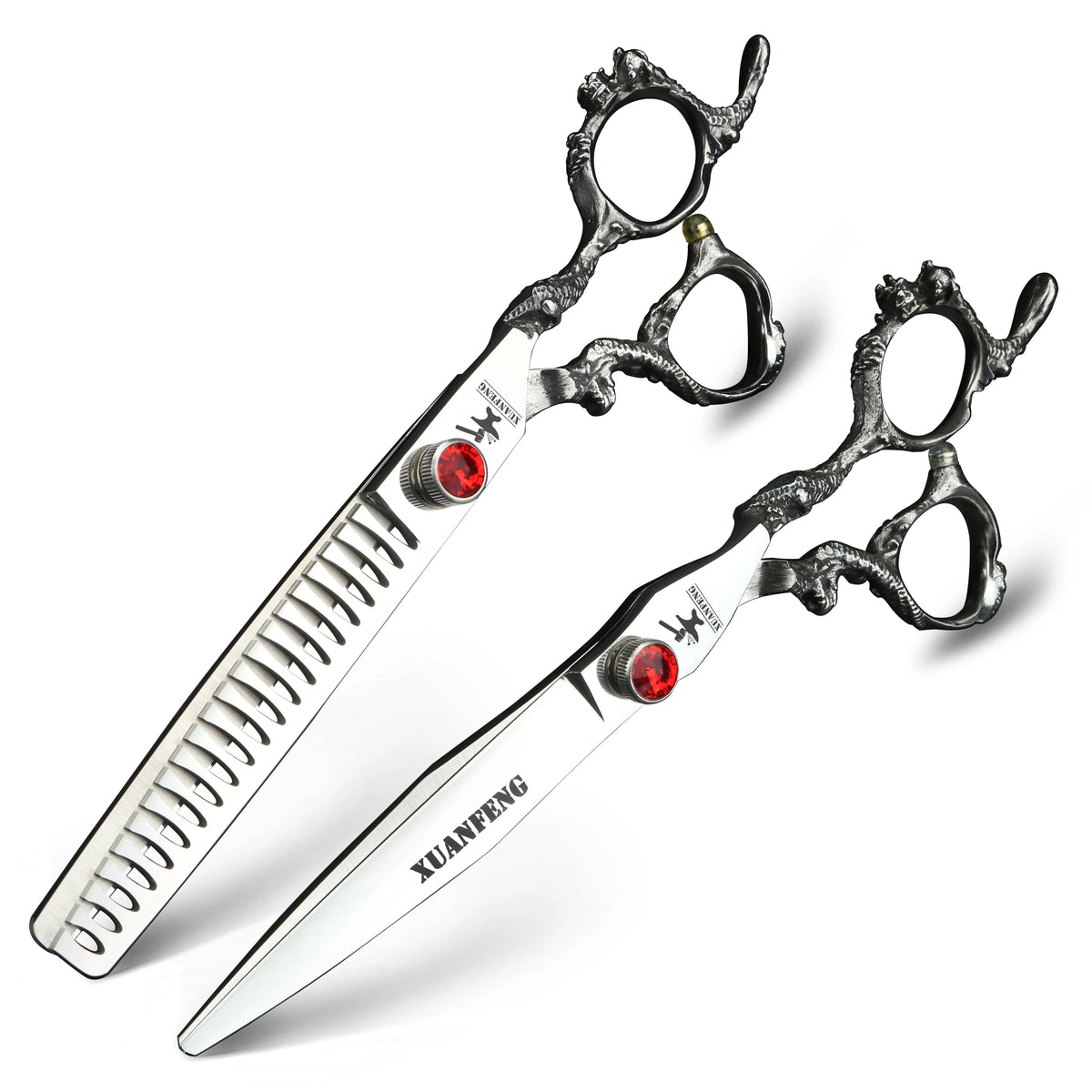 6 "7" Dragon Handle Japanese 440C Steel Barber Scissors Professional Cutting and Thinning Scissors
