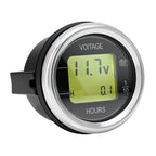 2'' 52MM Car Voltage + Hour Dual Display Gauge LED Digital Meter Waterproof Voltmeter Voltage Meter Volt Detector 12V24V 2 In 1