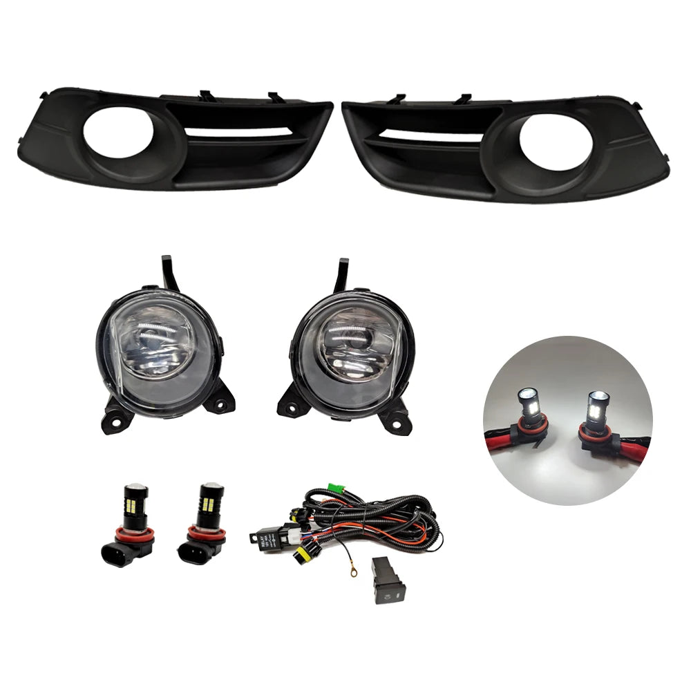 Car LED Fog Lights Fog Lamp cover For Toyota Corolla 2004 2005 2006 European Version Harness Wiring Cover Grille Halogen bulb
