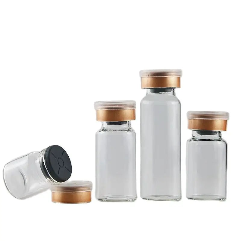 (100pcs) 2ml 5ml Vials with Rubber Stopper Flip Off Caps or Al Caps Glass Bottles