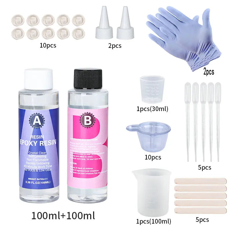 Clear Epoxy Resin Kit 1:1 High Gloss Bubble Free for Casting & Coating, 50-500ml
