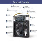 Portable 3-in-1 humidifier fan, mini USB fan, LED night light function, water mist humidification, family fun
