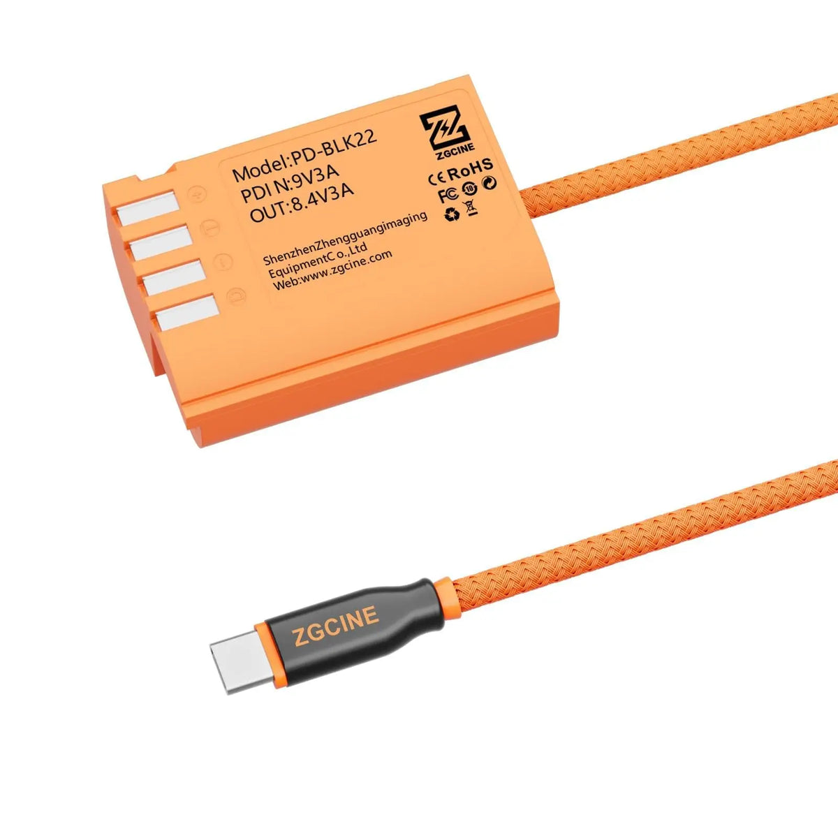 ZGCINE DMW-BLK22 Dummy Battery USB-C PD Cable 23.6in for Panasonic Lumix S5II/S5IIX