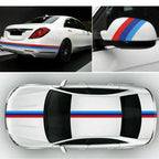 Car Sticker M Color Stripes Rally Side Hood Racing Motorsport Vinyl Decal Sticker Strip Bumper Engine Cover For BMW 117"/4.5m