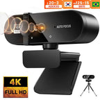 4K Webcam 1080P Mini Camera 2K Full HD Webcam with Microphone 30fps USB Web Cam for Auto Focus PC Laptop Video Shooting Camera