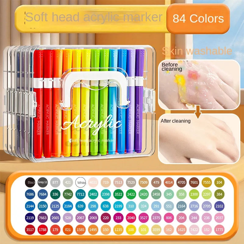 12/24/48/60/84Color Acrylic Brush Markers Set, Liquid Ink Art Acrylic Paint Markers Set for Art and DIY Craft No box