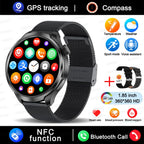 1.85" HD Big Screen Smart watch For men Sports NFC Watch Bluetooth Call Blood Pressure Temperature GPS Sport Track smart watch