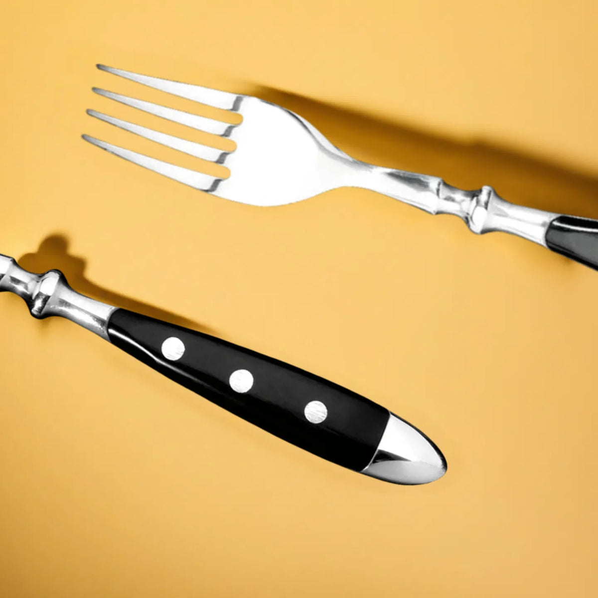 Hotel Stainless Steel Table Knife Fork Spoon Sets Teaspoon Teafork Steak Knife Cutlery Restaurant Serviing Set Black Wood Handle