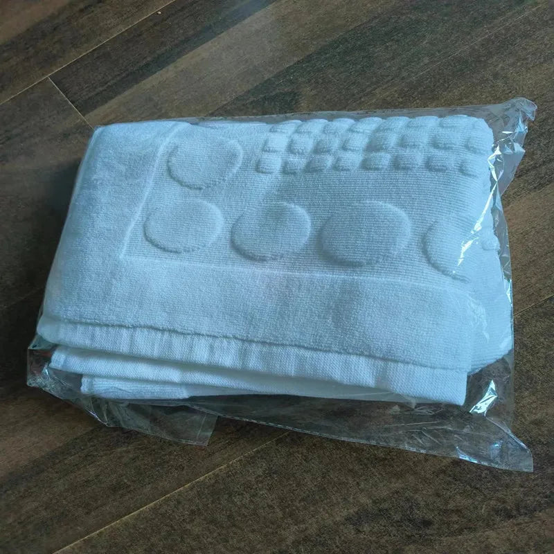 Cotton Bath Mat Anti-Slip 50x80cm 1pc, White or Blue, 350-380g