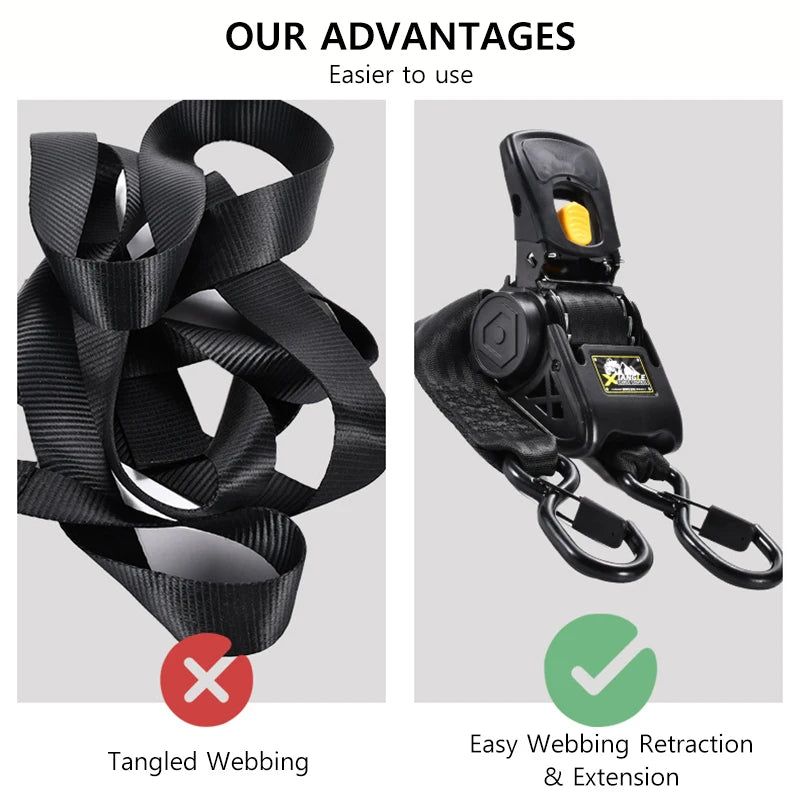 Automatic Retractable Ratchet Strap 3.3m 680kg Quick Release Tie Down Belt with S-Hooks
