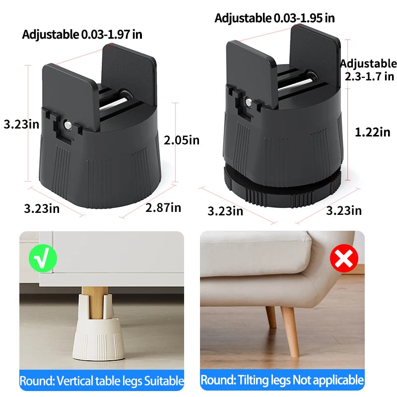 Adjustable Splint-Type Lift Pads: Moisture-Proof, Shockproof For Furniture Legs; Fits Table/Chair/Stool Legs For Heightening