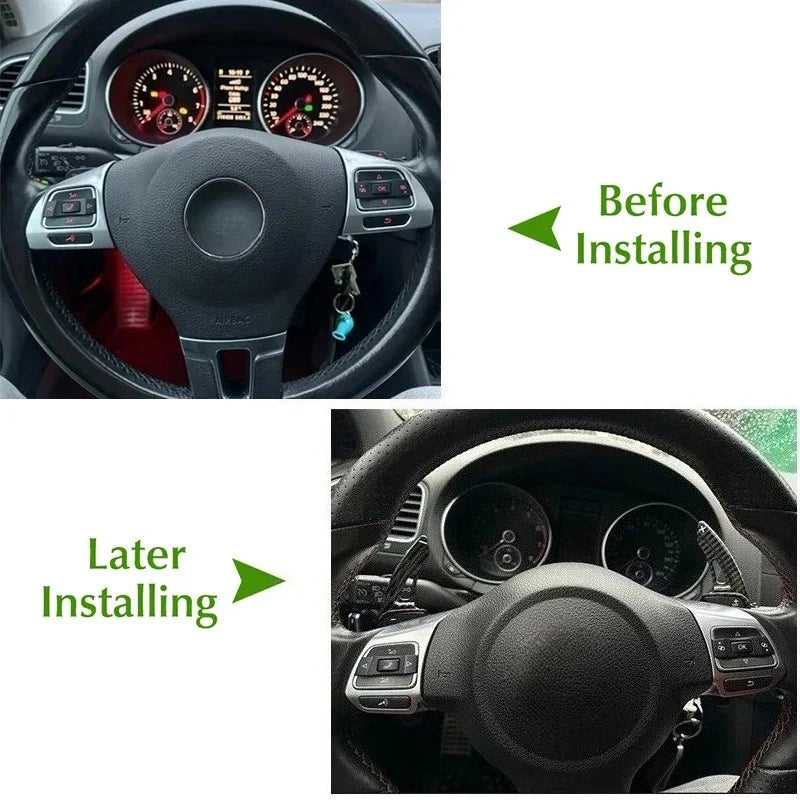 VW Golf 5 MK5 Golf 6 MK6 GTI Steering Wheel Paddle Shifter Sticker Cover, Type A Black