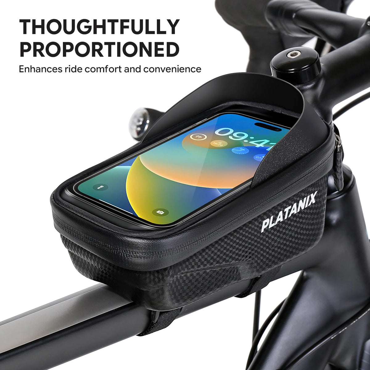 PLATANIX EVA Hard Shell Bike Top Tube Bag Touch Screen Phone Holder Waterproof Bicycle Frame Storage