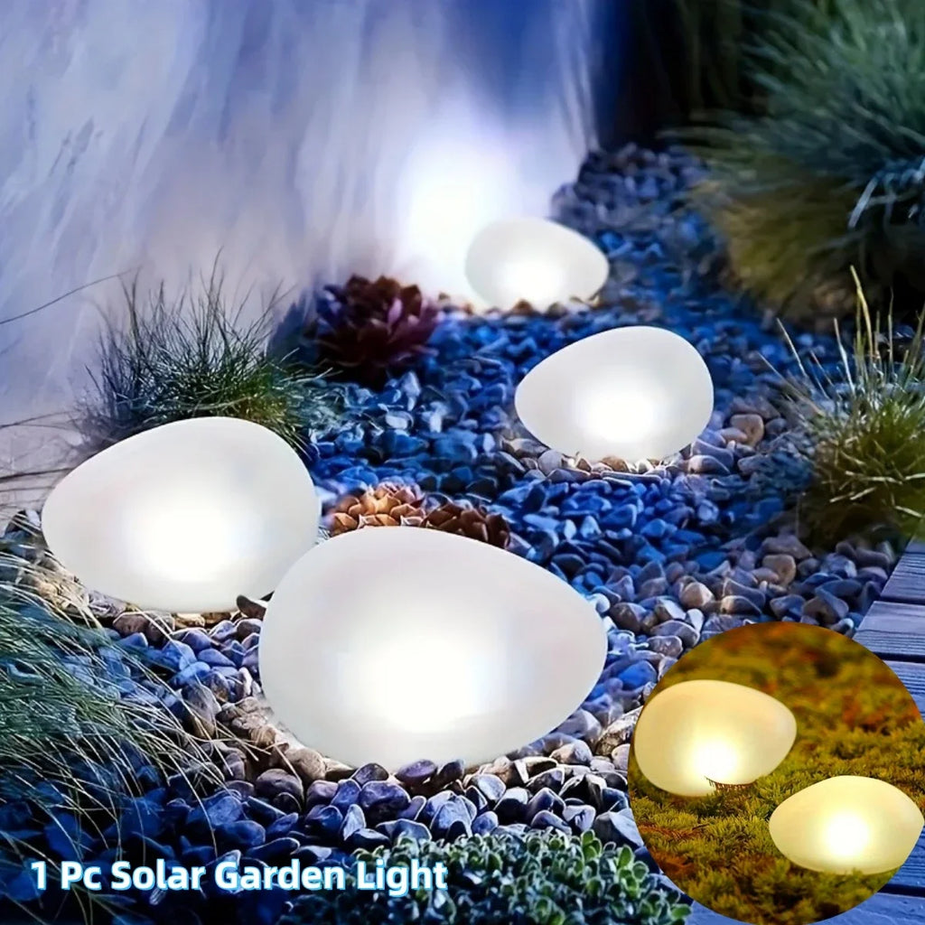 Solar stone ground light outdoor waterproof ABS garden pathway lamp, warm/white, 1pc/2pcs