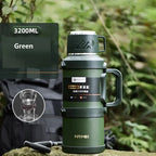 Insulated Stainless Steel Water Bottle with Handle, Black/Green 1.7L-3.2L Thermos