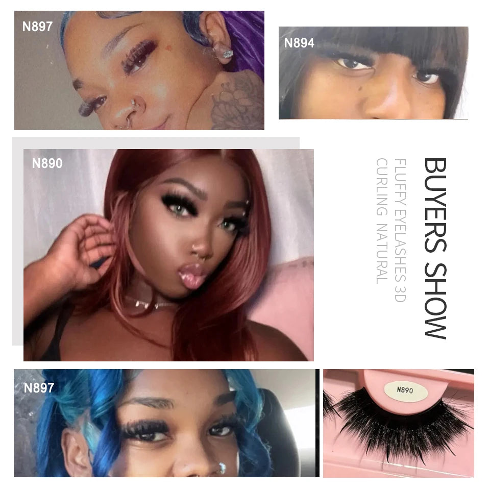 Free Shipping 10Pairs/Pack Fluffy Wispy Natural Strip Lashes With Spikes Wholesale in Bulk Faux Mink Lashes Supplies