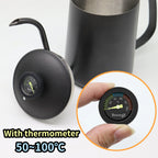 350ml Drip Kettle Coffee Tea Pot With Thermometer Non-stick Coating Food Grade Stainless Steel Thin Mouth Gooseneck Coffee Pot