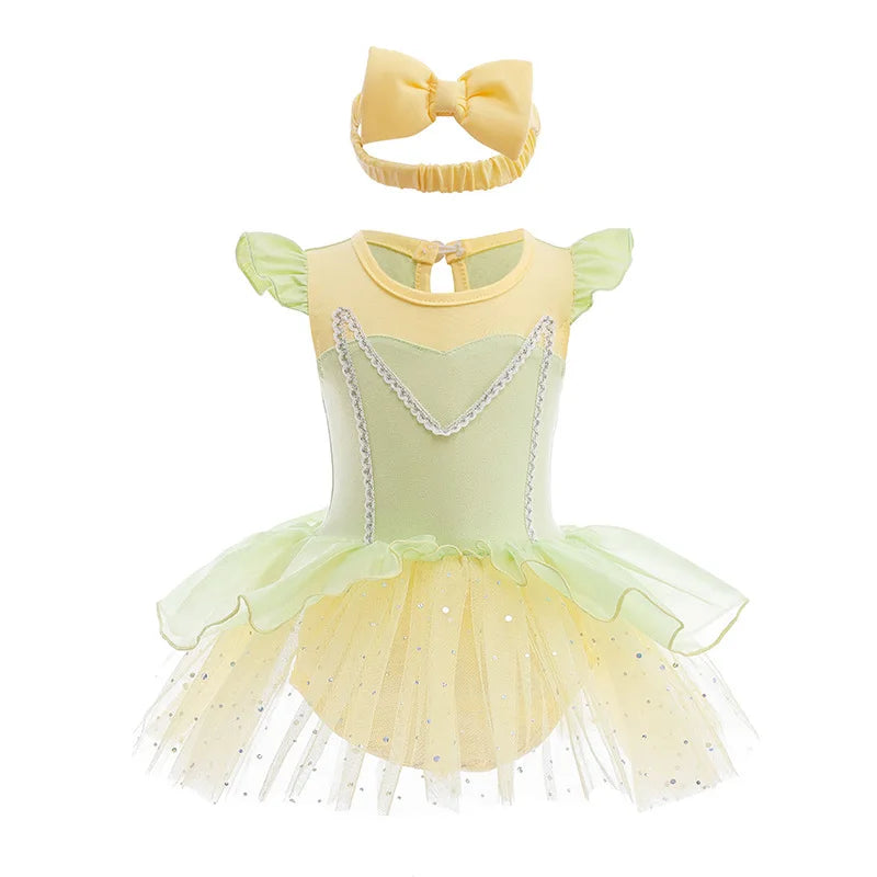 Infant Baby Girl Jumpsuit Dress Little Girl Princess Romper Dress With Headbands Kids Clothes Size 70-80-90-100