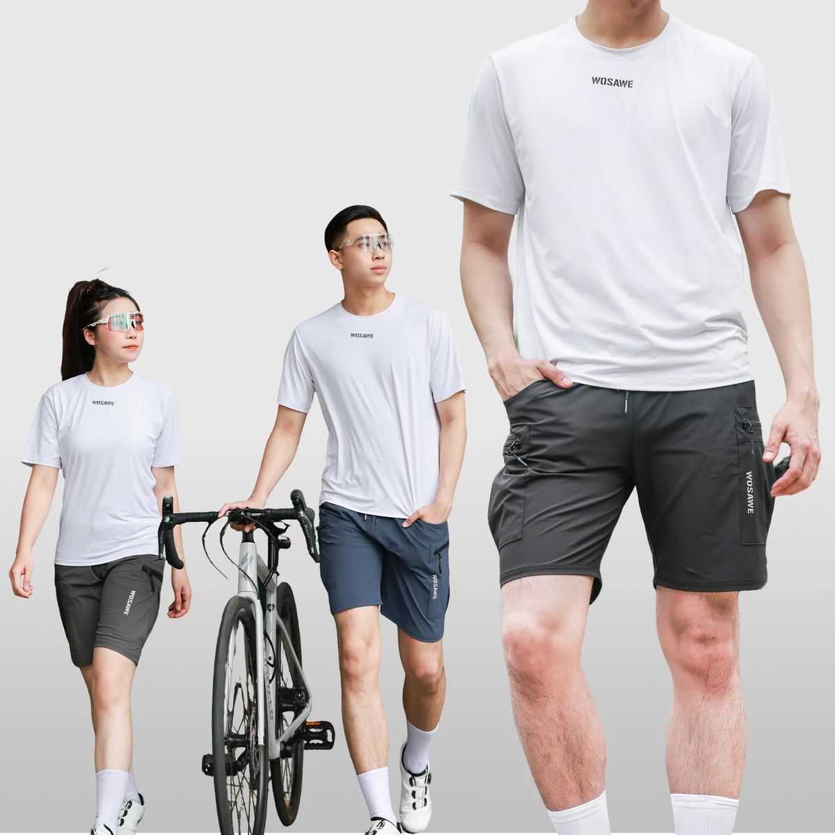 WOSAWE Cycling Shorts Men Padded Undershorts MTB Mountain Bike Wear Pockets Quick Dry Breathable Men's 2 In 1 Cycling Shorts