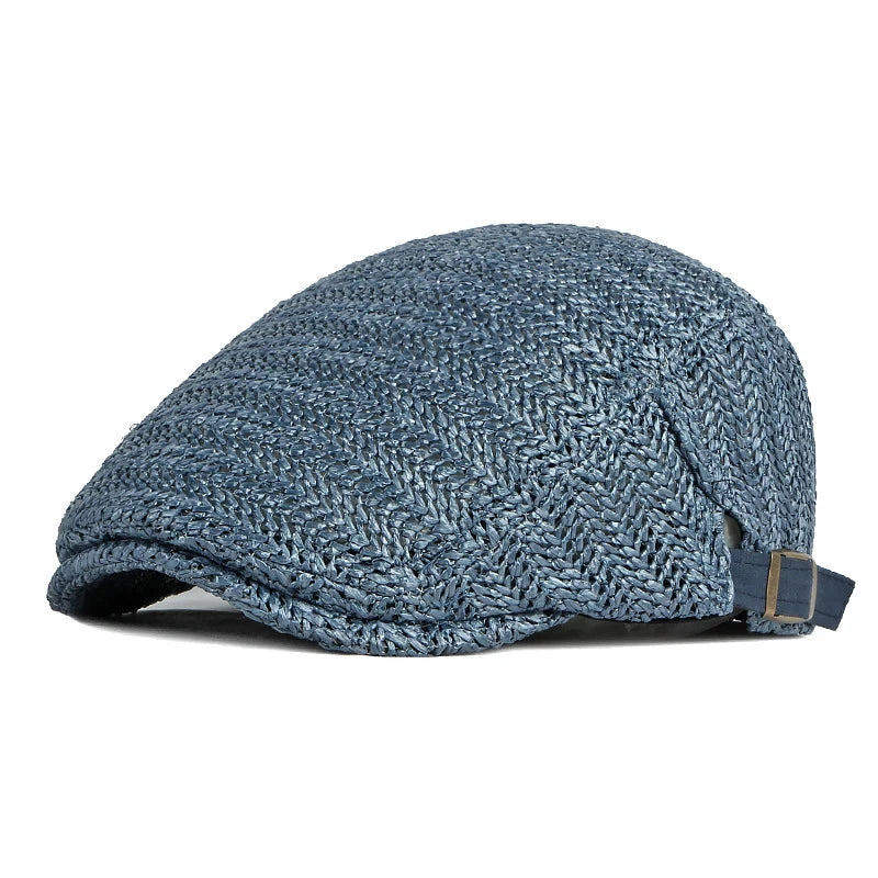 Summer Beret Hat Men Full Mesh Herringbone Cap Breathable Peaked Ivy Cap For Women Daily Wear Sunshade Cabbie Hat Visor