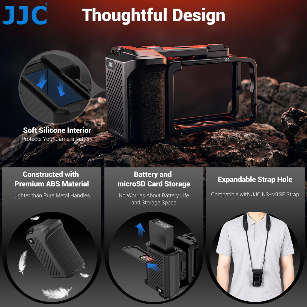 JJC Metal Street Grip Kit for DJI Osmo Action 6 Street Photography Magnetic Grip with Shutter Button Camera Grip Handle Holder