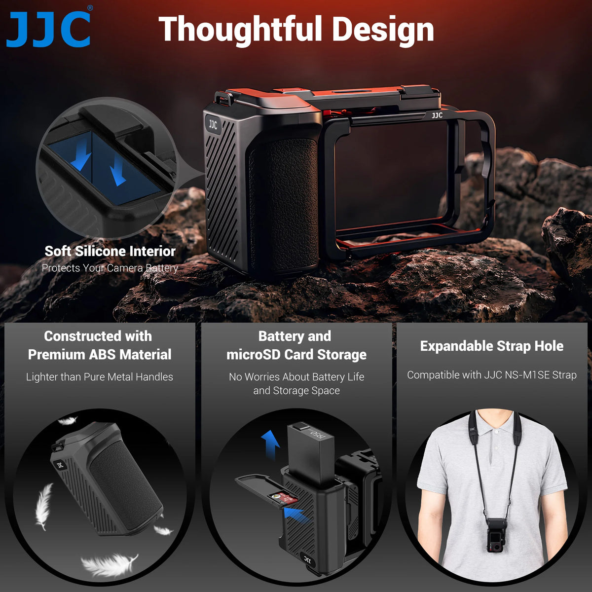 JJC Metal Street Grip Kit for DJI Osmo Action 6 Street Photography Magnetic Grip with Shutter Button Camera Grip Handle Holder