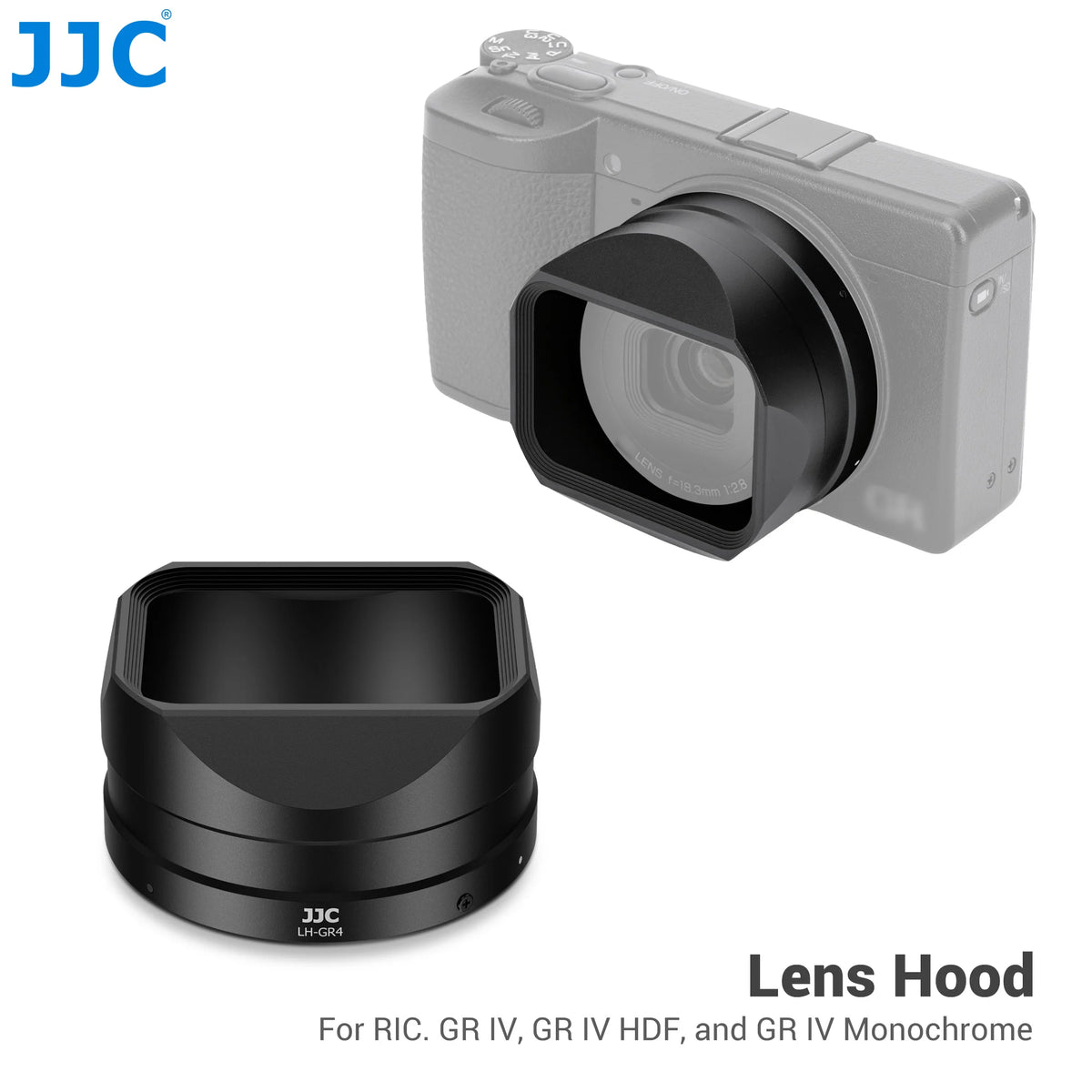 JJC Lens Hood for Ricoh GR IV / GR IV HDF / GR IV Monochrome, Black, 1pc