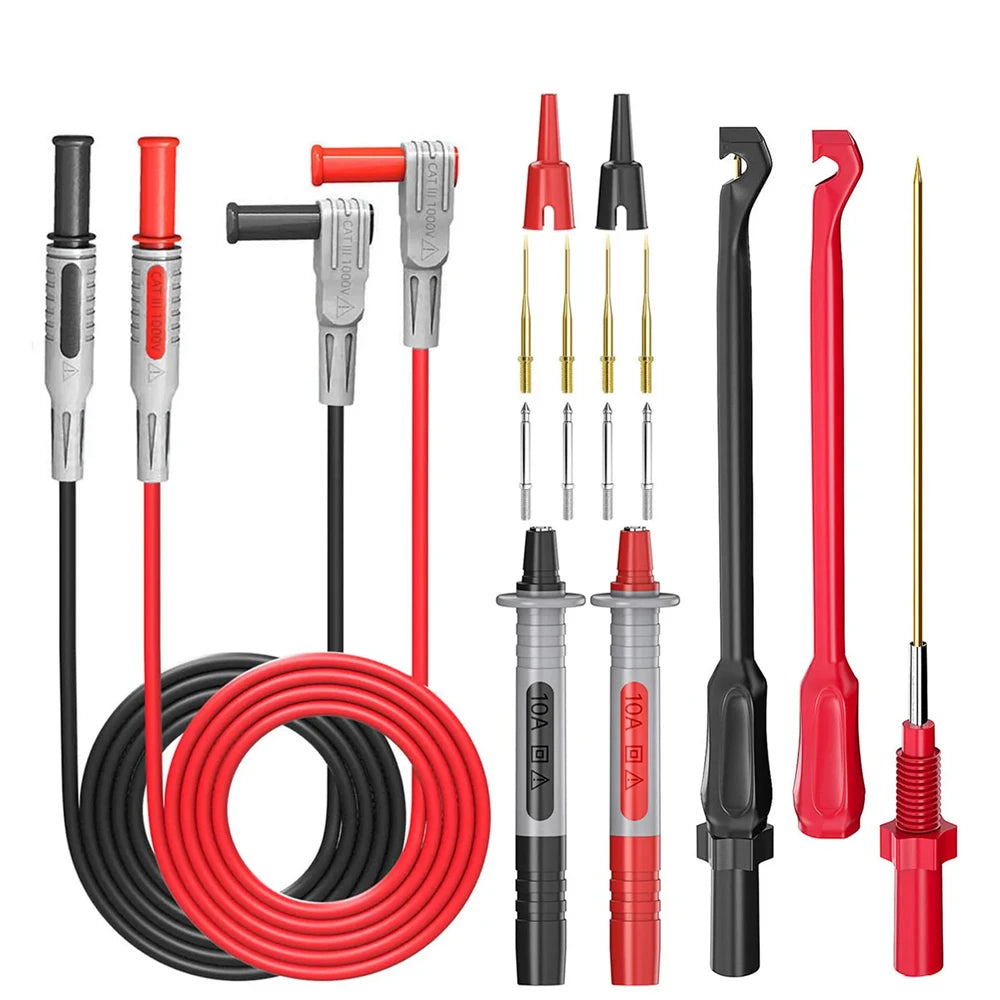 Cleqee P1033B Automotive Multimeter Test Leads Kit with Wire Piercing Puncture Probes 4mm Banana Plug Test Leads Test Probes
