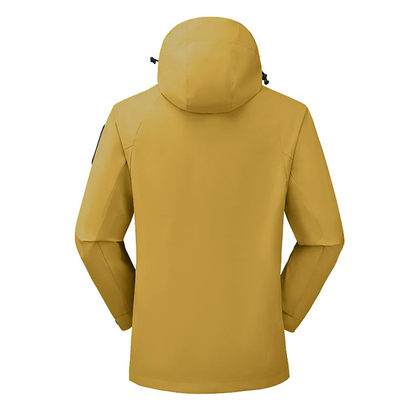 JNLN Unisex Waterproof Hiking Jacket With Detachable Hood Lightweight Windproof Coat Breathable Raincoat for Camping Climbing